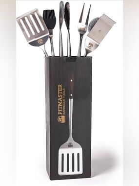 BBQ Tool Set in Stainless Steel and Wood-Handle